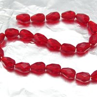 Siam Ruby 7x5mm Pear Beads, Red Czech Fire Polished Glass Faceted Teardrops