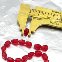 Siam Ruby 7x5mm Pear Beads, Red Czech Fire Polished Glass Faceted Teardrops
