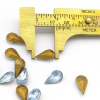 Light Sapphire Rhinestones, Vintage 13x7.8mm Foiled Pear Faceted Point Back