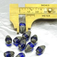 12x8mm Sapphire Picasso Faceted Teardrop Czech Glass Beads