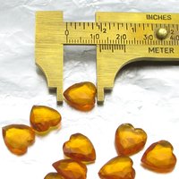 12mm Topaz Heart Rhinestone with Pointed Back, Vintage Glass Stones (9)
