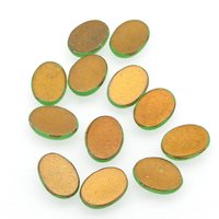 Vintage 14mm Oval Frosted Peridot Glass Cabochons