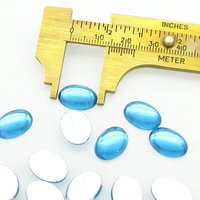 Vintage 14mm Oval Aquamarine Glass Cabochons