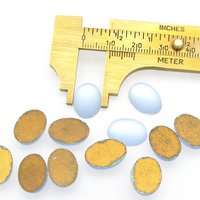 Vintage 14x10mm Oval Cabochons, Frosted Light Sapphire Glass Stones