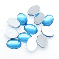 Vintage 14mm Oval Aquamarine Glass Cabochons