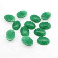 Vintage 14mm Oval Opaque Jade Green Glass Cabochons