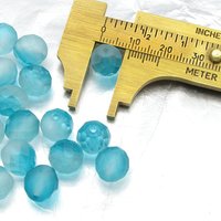 10mm Aqua Two-Tone Czech Fire Polished Beads (20)