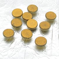 10mm Round Cabochons, Vintage Foiled Light Topaz Glass Flat Back Stones