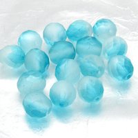 10mm Aqua Two-Tone Czech Fire Polished Beads (20)
