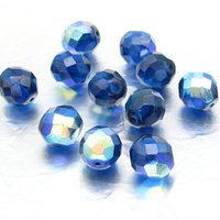 Cobalt AB 12mm Faceted Round Beads