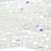 5mm Cubes, Crystal AB Small Czech Pressed Glass Beads