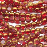 8mm Tri-Cut Rounds, Czech Glass Window Beads, Siam with Bronze