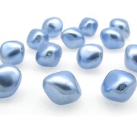 18mm Bicone Beads, Opaque Light Sapphire Blue Vintage Plastic Pearls