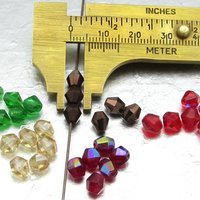 Vintage 6mm Light Siam AB Faceted Bicones
