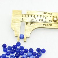 Vintage Fiber Optic Glass Beads, Sapphire Blue 5mm Rounds 