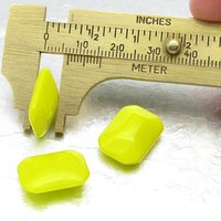 Vintage Octagonal Glass Stones, Opaque Yellow 18.5x13.5mm Baguettes