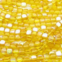 5mm Cube Beads, Topaz AB Small Czech Pressed Glass Spacers