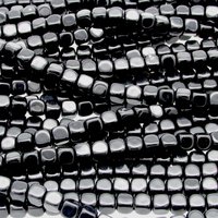 5mm Cubes, Opaque Jet Small Czech Pressed Glass Beads