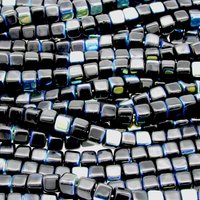 5mm Cubes, Jet AB Small Czech Pressed Glass Beads