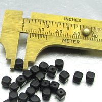 5mm Cubes, Opaque Jet Small Czech Pressed Glass Beads