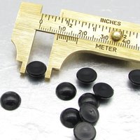 9.5mm Round Plastic Cabochons, Opaque Black Flat Back Vintage Embellishments (10)
