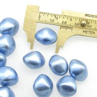 18mm Bicone Beads, Opaque Light Sapphire Blue Vintage Plastic Pearls