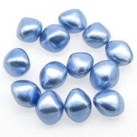 18mm Bicone Beads, Opaque Light Sapphire Blue Vintage Plastic Pearls