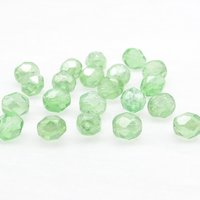6mm Light Green Faceted Beads, Translucent Peridot AB Iridescent Czech Fire Polished Glass Rounds (25)