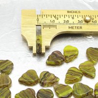 Flat Leaf Beads, 12x10mm Two-Tone Czech Pressed Glass for Charms and Pendants