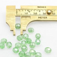 6mm Light Green Faceted Beads, Translucent Peridot AB Iridescent Czech Fire Polished Glass Rounds (25)