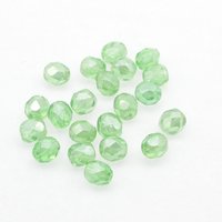 6mm Light Green Faceted Beads, Translucent Peridot AB Iridescent Czech Fire Polished Glass Rounds (25)