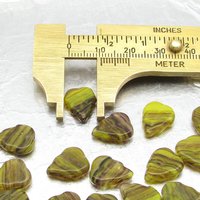 Flat Leaf Beads, 12x10mm Two-Tone Czech Pressed Glass for Charms and Pendants