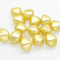 Vintage Faux Pearls, Opaque Yellow Lustre Beads, 15mm Baroque Bicones (14)