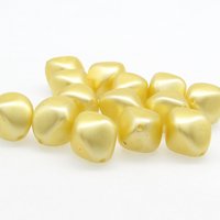 Vintage Faux Pearls, Opaque Yellow Lustre Beads, 15mm Baroque Bicones (14)