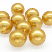 Vintage 16.5mm Round Beads, Golden Yellow Plastic Pearls