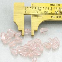 Rosaline 7x5mm Pear Beads, Pale Pink Faceted Teardrops, Czech Fire Polished Glass Droplets