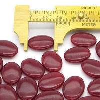 18x13mm Flat Oval Gemstone Beads, Dark Red Dyed Chalcedony