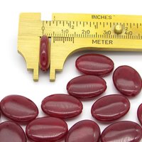18x13mm Flat Oval Gemstone Beads, Dark Red Dyed Chalcedony