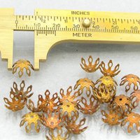 Raw Brass Bead Caps for 10-12mm Beads (24)