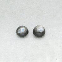 9.5mm Round Cabochons, Gray Mother of Pearl Flat Back Gemstones (2)