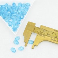 7x5mm Faceted Ovals, Translucent Aqua Czech Fire Polished Beads (50)