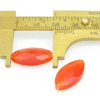 20x10mm Faceted Marquise, Orange Fiber Optic Cat's Eye Glass 1-Hole Pendant Beads