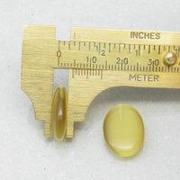 Oval Half-Drilled Pendants, 1-Hole Cat's Eye Glass Beads