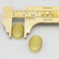 Oval Half-Drilled Pendants, 1-Hole Cat's Eye Glass Beads