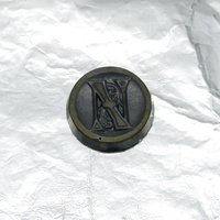 Vintage Letter Cabochon, 21mm Beveled Round Carved Art Nouveau Initial Glass Stone