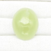 Prehnite Cabochon, Domed Oval Gemstone 35.3x26mm 83.65ct Pale Green Flat Back Stone