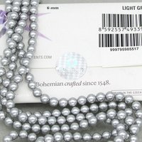 Preciosa Crystal Nacre Pearls, 6mm 8mm Round Light Gray Ball Beads (25)