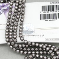 Preciosa Crystal 6mm 8mm Round Dark Gray Nacre Pearls (25)