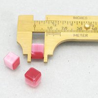 8mm Cube Beads, Pink Half Drilled Fiber Optic Glass 1-Hole Beads