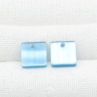 12mm Flat Square Pendants, Fiber Optic Glass